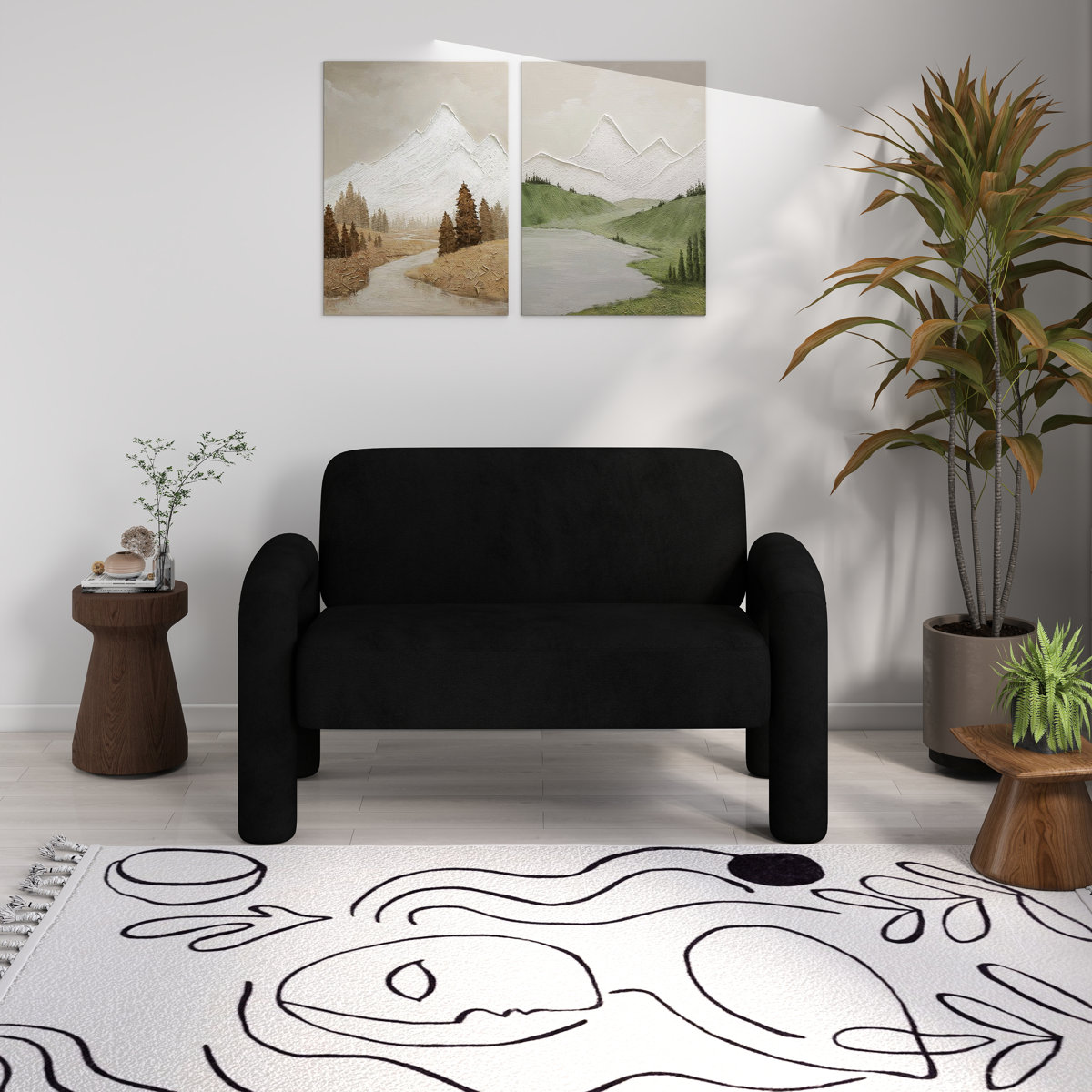 ONLY 6.99 (regularly 0)  2-Seat Iryanna Velvet Upholstered Loveseat (Black)